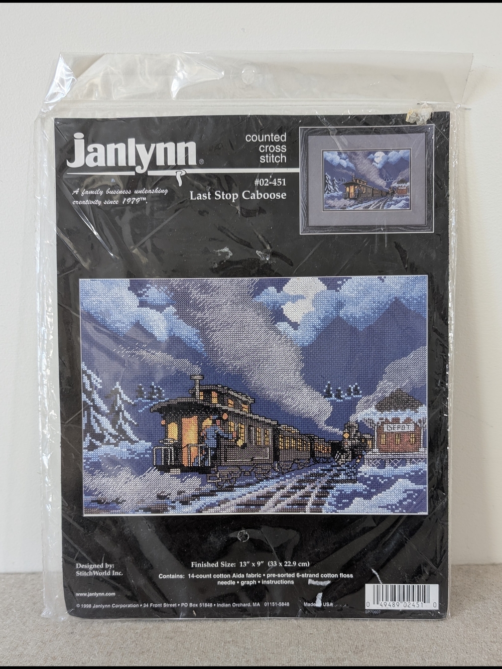 Janlynn LAST STOP CABOOSE Counted Cross Stitch Kit Train 02-451